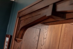 Wooden archway close-up  detail image, part of Craftsman style kitchen remodel in St. Paul, MN that includes gourmet kitchen and square island.