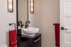 Mid-Century Bath Re-Envisioned in bathroom remodel.  Remodel features open and modern design and specialty materials.