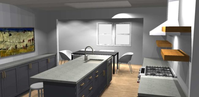 3D rendering of kitchen remodel
