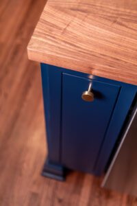 dark blue kitchen cabinet detail 