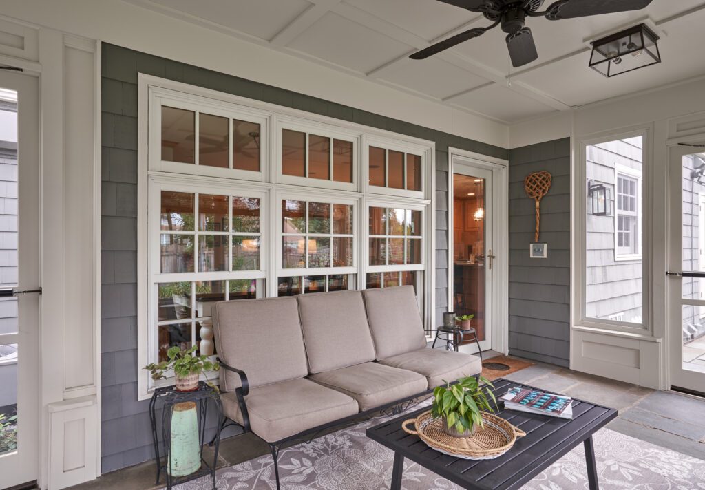 Exterior remodeling project - screen porch addition. New screenporch features custom-sized screens and views of the entire backyard.