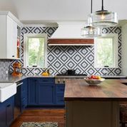 Organized kitchen with lots of blue