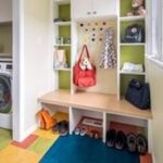 Bluestem bright and colorful mid-century modern style mudroom