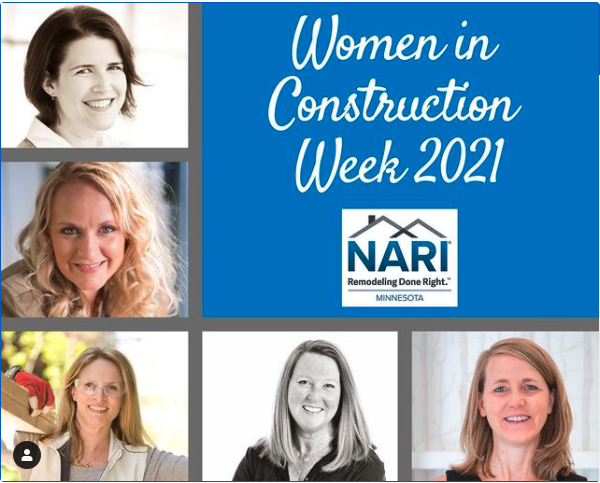 Women in Construction Week 2021 - photos of featured women by NARI-MN, including Tamatha Miller - Bluestem's Director of Client Services / Lead InteriorSpecialist