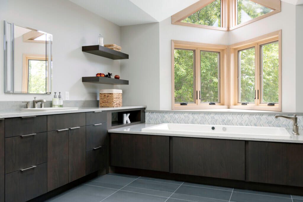 Bathroom remodel with natural light.