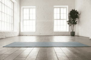 Yoga room with plant and mat 