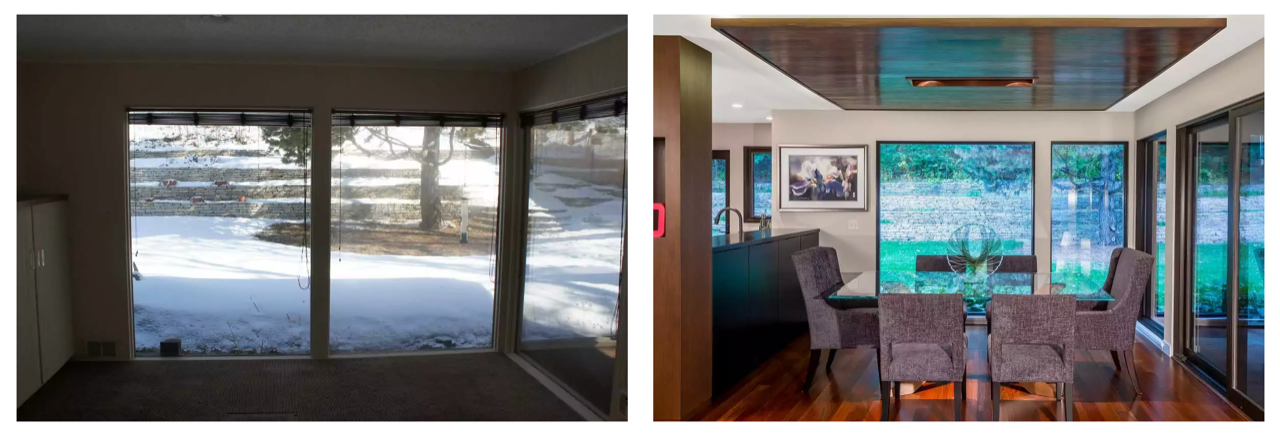 Remodeled window before and after. 