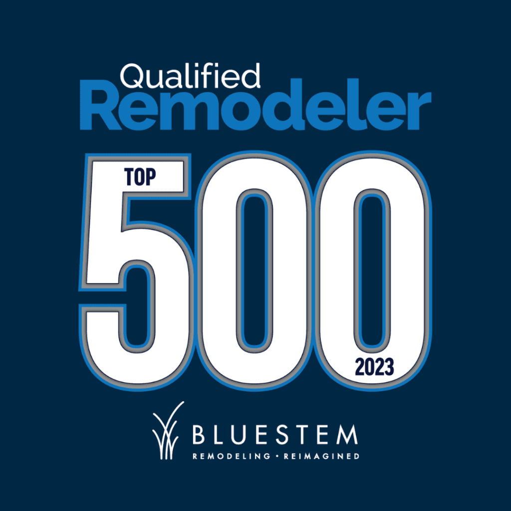 Qualified Remodeler Top 500 2023 list logo image with Bluestem logo image